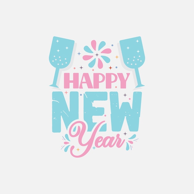 Vector colorful lettering happy new year 2024