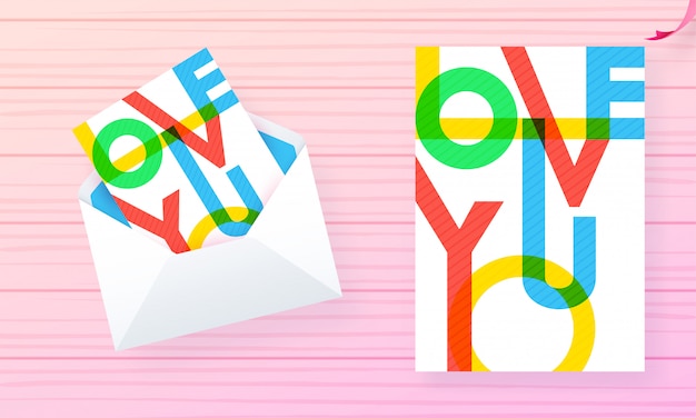 Colorful lettering of love you for valentine day celebration