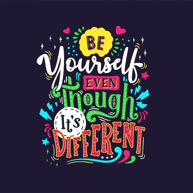 Vector colorful lettering and quote