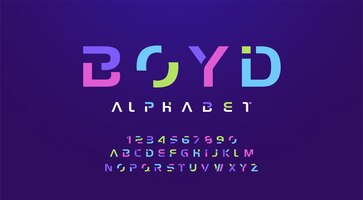 Vector colorful letters and numbers font.
