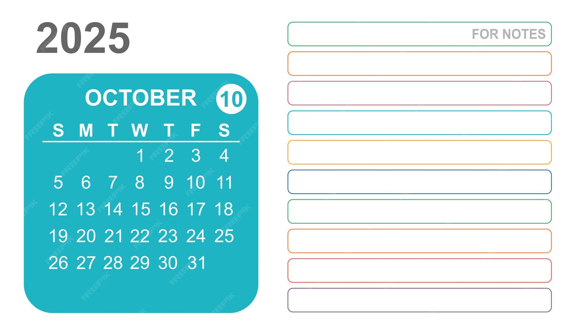 Premium Vector Colorful light bright calendar for October 2025 year of the snake with space