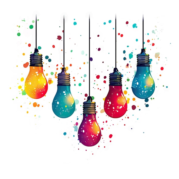 Colorful light bulbs on a white background Vector illustration
