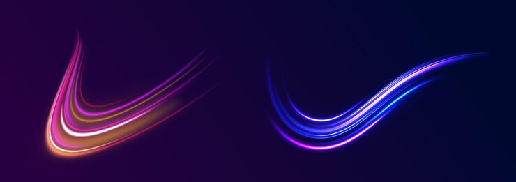Vector colorful light trails long time exposure motion blur effect abstract fire flare trace lens flares