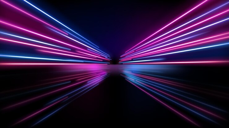 Vector colorful light trails long time exposure motion blur effect vector illustration