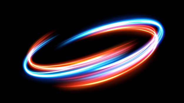 Vector colorful light trails long time exposure motion blur effect vector illustration