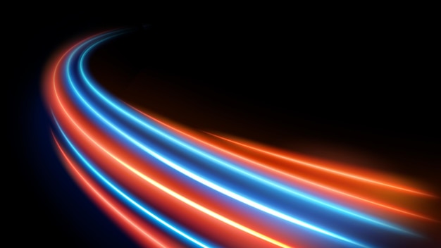 Vector colorful light trails long time exposure motion blur effect vector illustration