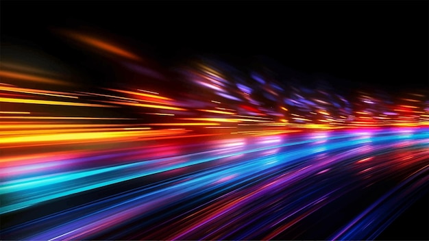 Vector colorful light trails with motion effect for animation and motion graphic overlay neon light vector illustration isolated on black background