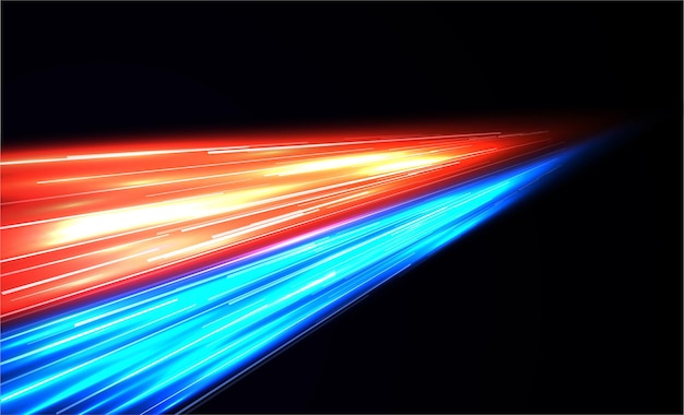 Vettore scie luminose colorate con effetto movimento. effetto luce ad alta velocità su sfondo nero