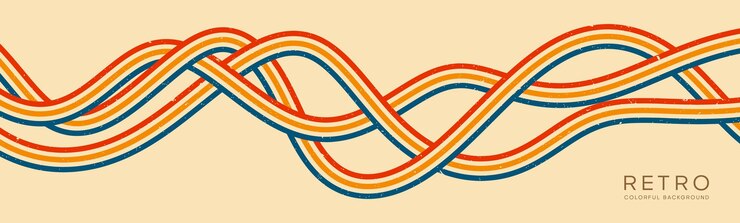 Vector colorful line background in retro groovy 1970s style vector files suitable for print media