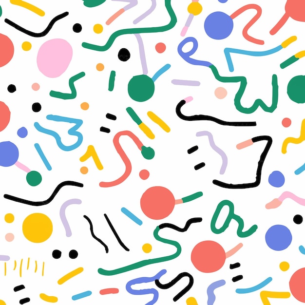 Vector colorful line doodle pattern