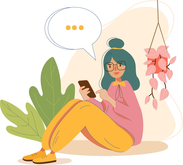 カラフルなラインの女の子のイラスト