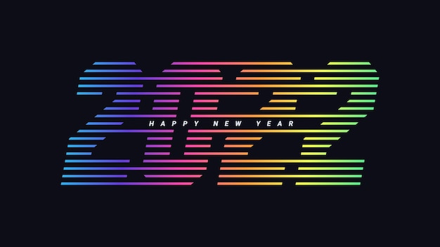 Vector colorful line happy new year 2022 celebration background