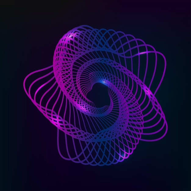 Colorful linear waves design. Vector illustration. Logotype. Twisted colored abstract tunnel. 3d sym