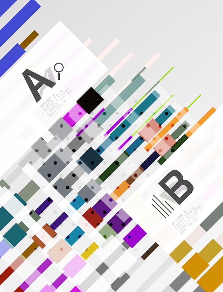 Vector colorful lines rectangles and stripes with option infographics abstract background