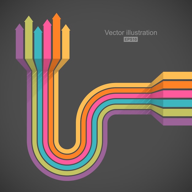 Colorful lines with arrows