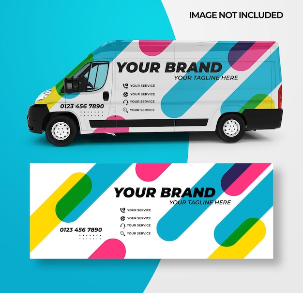 Vector colorful lines wrapping car design for your brand business or company van truck abstract shape with green background