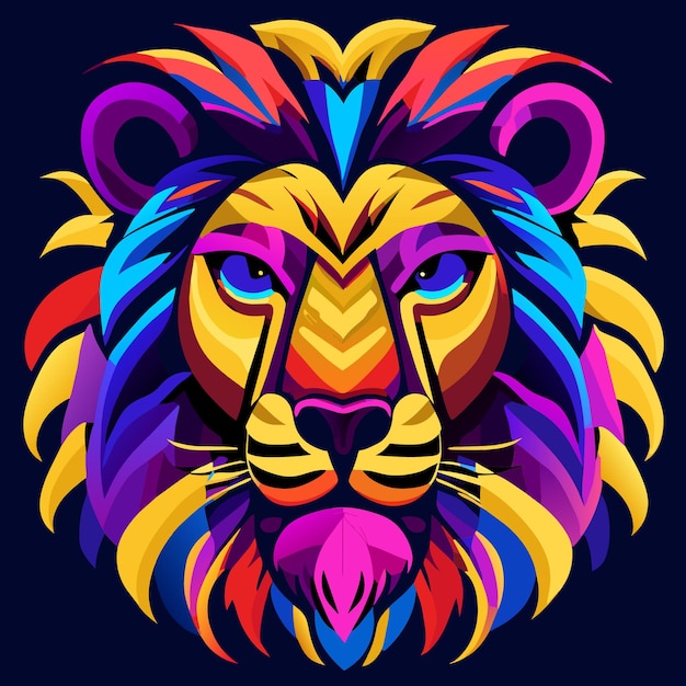 Colorful Lion Head in Flat Design