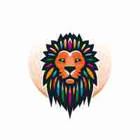 Vector colorful lion head logo