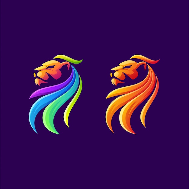 Vector colorful lion logo design