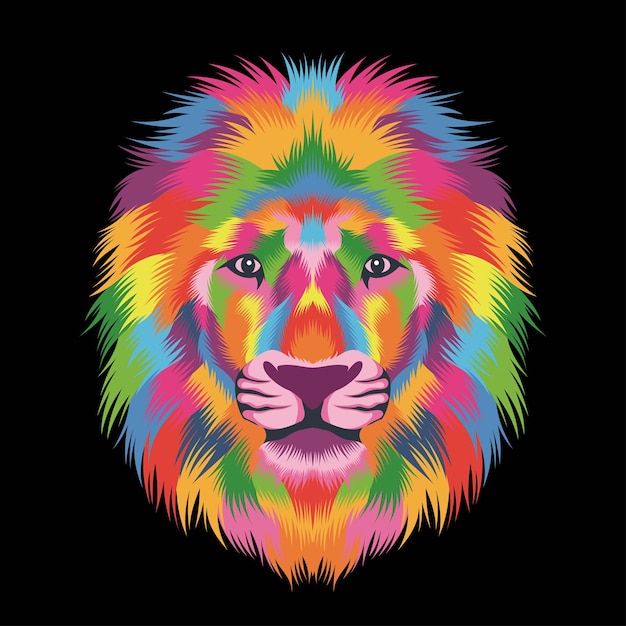 Colorful lion in modern pop art style