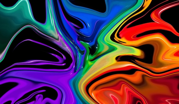 다채로운 액체 배경 부드러운 물결과 광택 모양