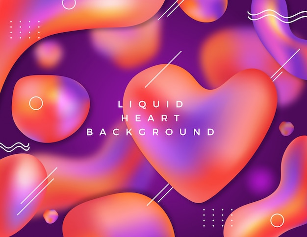 Colorful liquid heart background