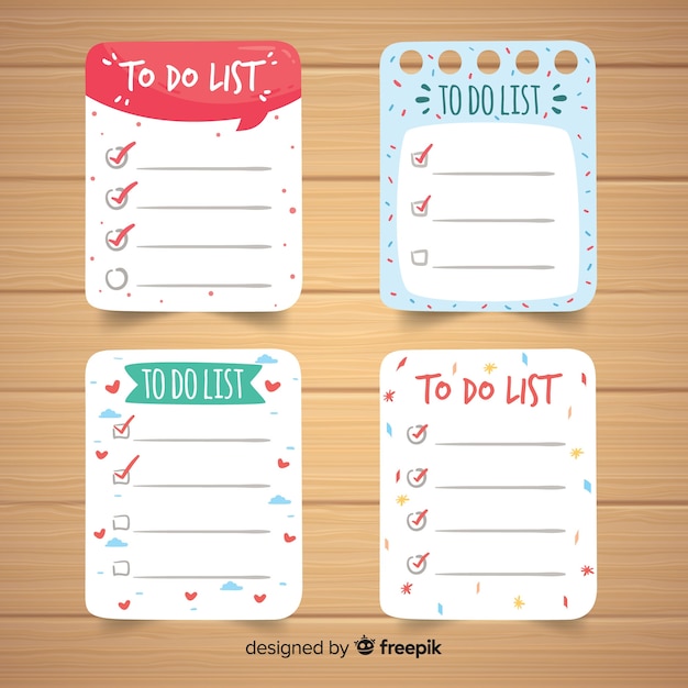 Colorful to do list collection with flat design