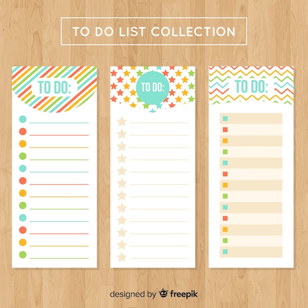 Colorful to do list collection with flat design