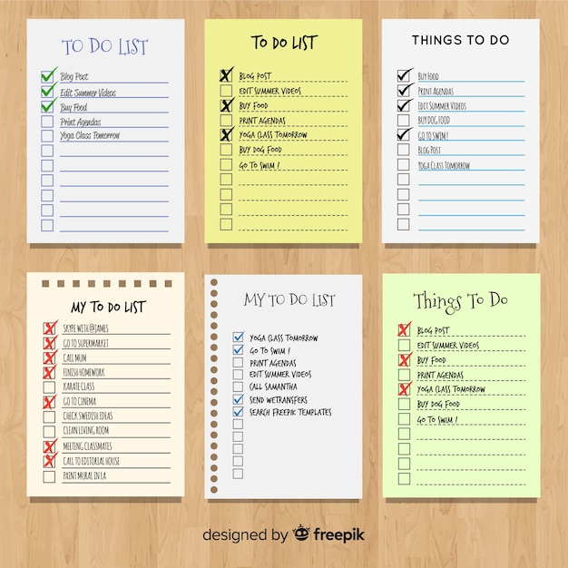 Colorful to do list collection with flat design