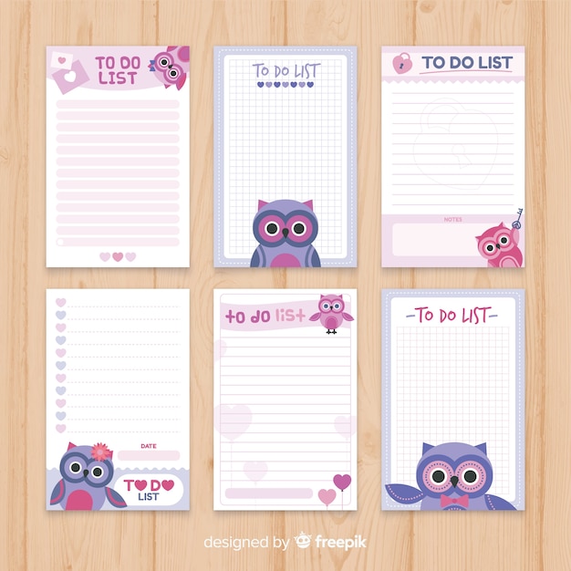 Vector colorful to do list collection with flat design