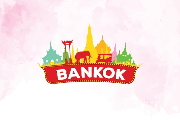태국 은행의 다채로운 로고.