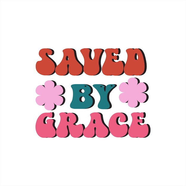 A colorful logo for a book called saved by grace.