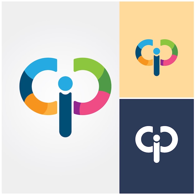 A colorful logo for a company called qp.