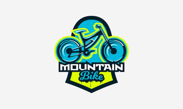 Colorful logo emblem mountain bike icon Bicycle transport downhill freeride extreme sports Tshirt printing vector illustration