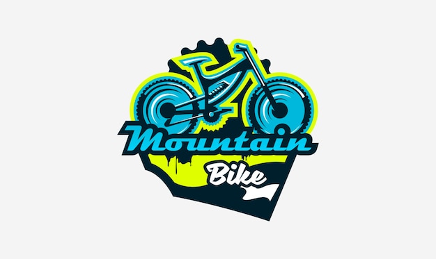 Vector colorful logo emblem mountain bike icon bicycle transport downhill freeride extreme sports tshirt printing vector illustration