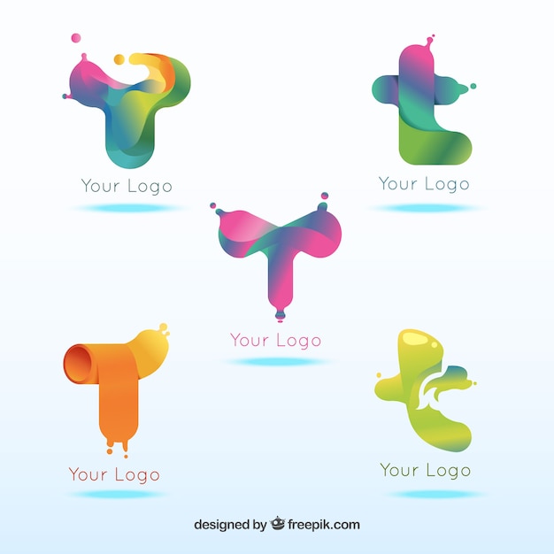 Vector colorful logo letter t template collection