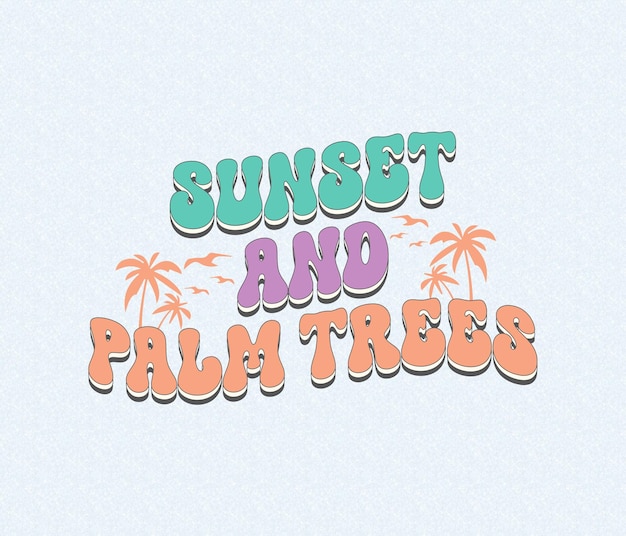 Vector a colorful logo for sunset and palm trees.