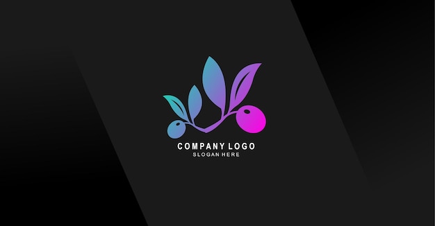 Logo colorato con un fiore blu e foglie.