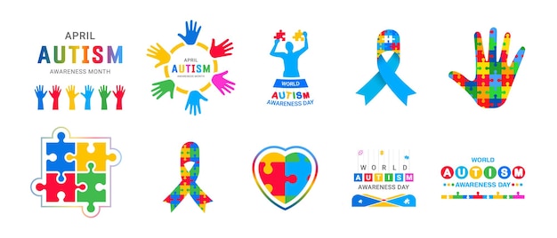 Vector a colorful logo for the word autism is on a white background