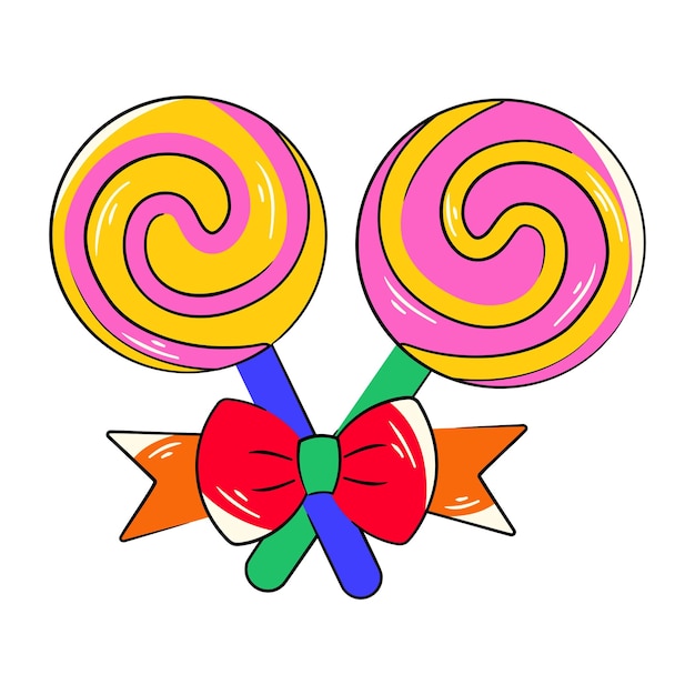 Vector a colorful lollipop with a bow on it