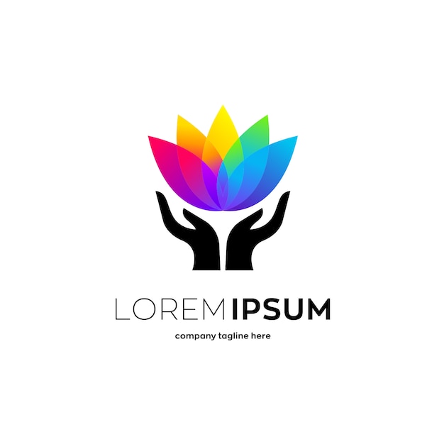 Colorful lotus flower, heath logo template