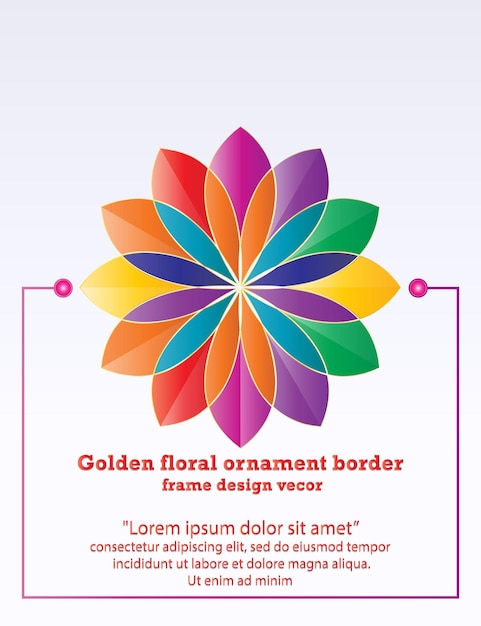 Colorful lotus flower poster background template design vector on shiny white color