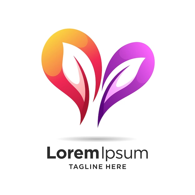Colorful Love Leaf Logo