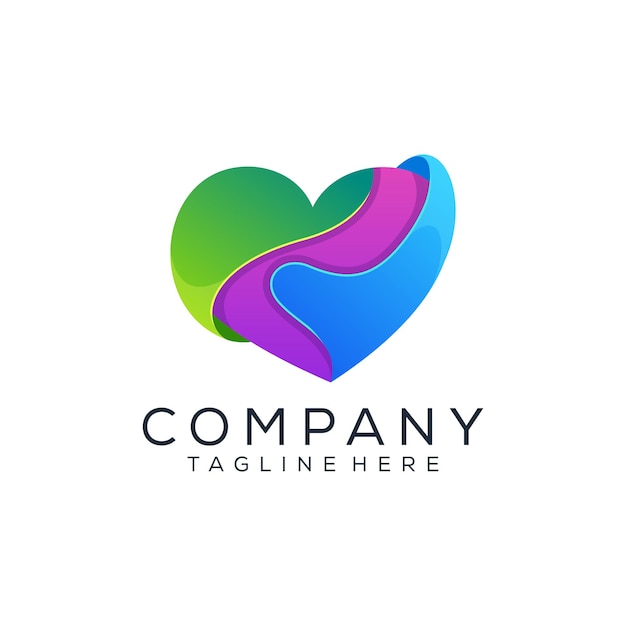 colorful love logo design