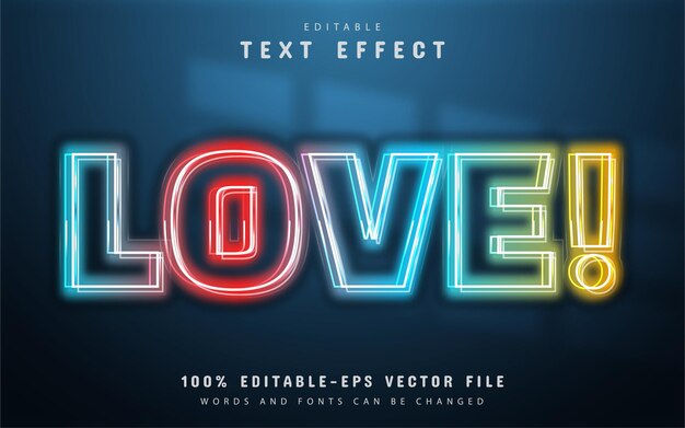 Colorful love neon style text effect