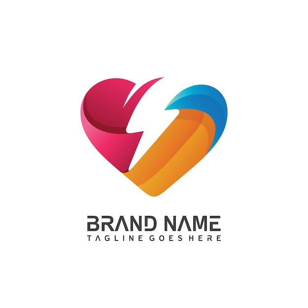 Colorful love and thunder gradient logo vector