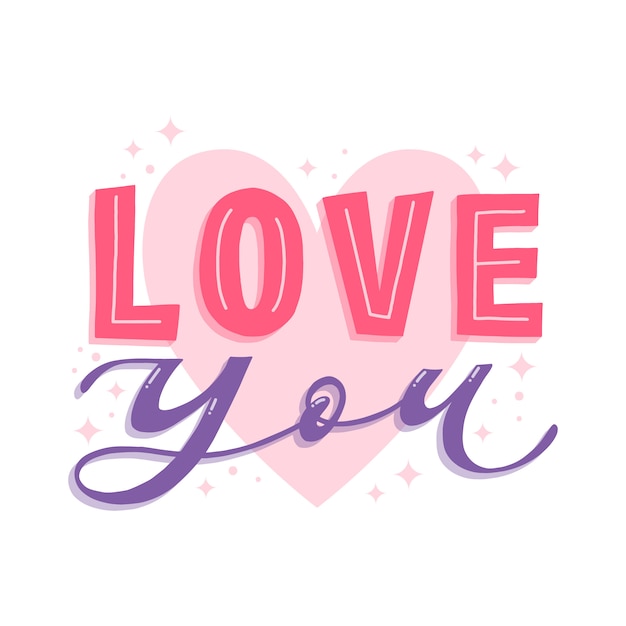 Vector colorful love you lettering