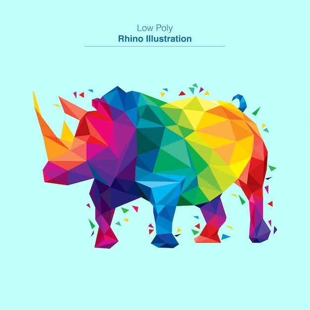 Colorful low poly rhino vector design