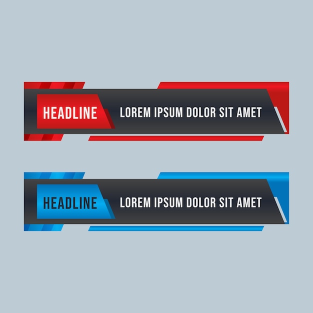 Modello di set di terzi inferiori colorati modello di set di titoli di intestazione per il titolo del titolo del video notizie tv