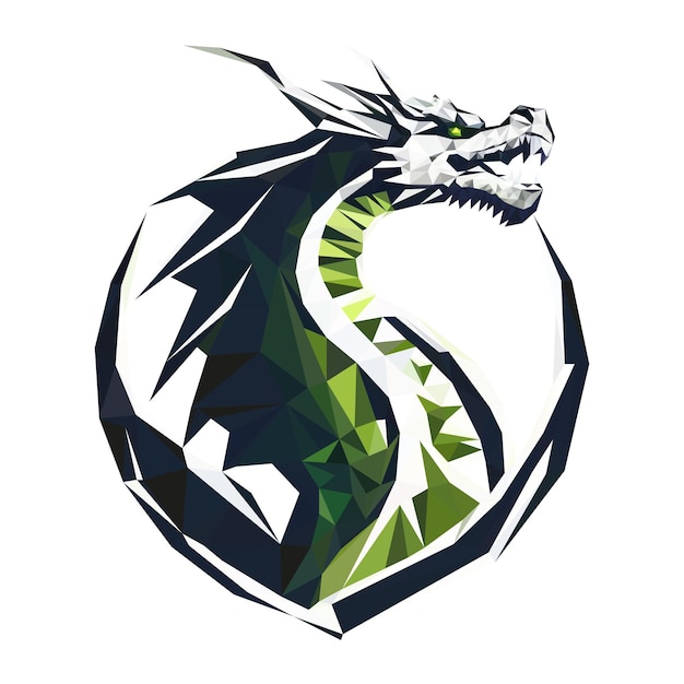 Vettore un drago volante lowpoly vettoriale colorato un drago poligonale verde il simbolo 2024